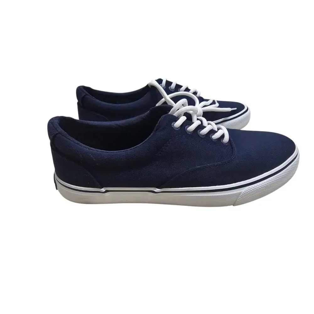 IZOD Men's Rangley Canvas Memory Foam Lace Up Sneaker Navy 8